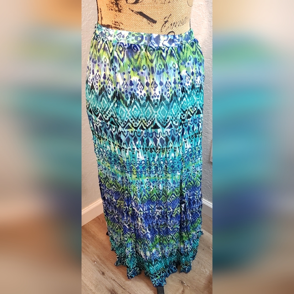 TanJay Vibrant Blue and Green Maxi Skirt